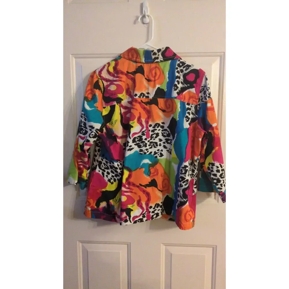 Choices Vintage Y2K Women's Maximalist Denim Jacket, LG, Colorful  Sequins